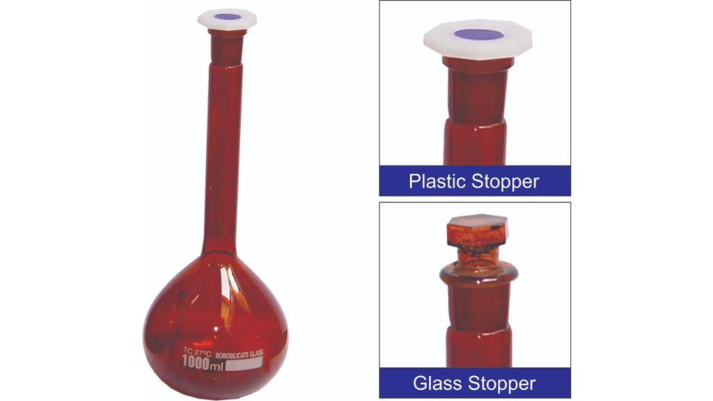 Flask Volumetric Amber With Glass/plastic Stopper