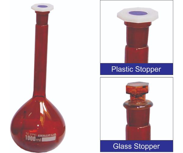 Flask Volumetric Amber With Glass/plastic Stopper