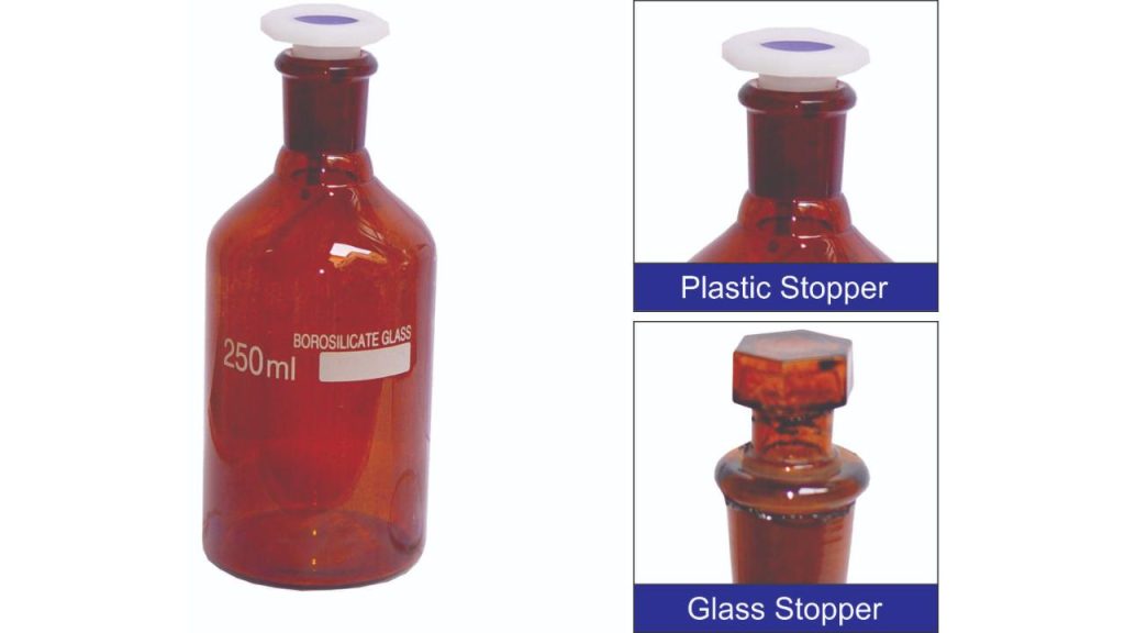 Reagent Bottle Amber Colour With Plastic/glass Stopper