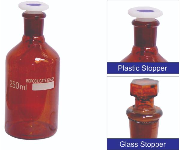 Reagent Bottle Amber Colour With Plastic/glass Stopper