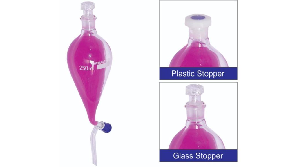 Separating Funnel With Glass/plastic Stopper Having Rotaflow Stop Cock