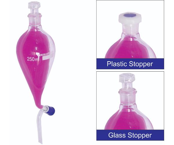 Separating Funnel With Glass/plastic Stopper Having Rotaflow Stop Cock